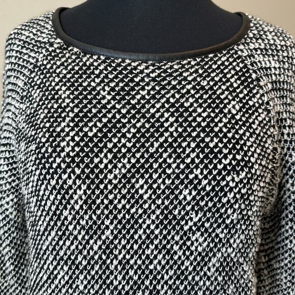 Zara Knit Sweater Boat Neck Long Sleeve Black White Wool Blend Size M Casual - Picture 5 of 13